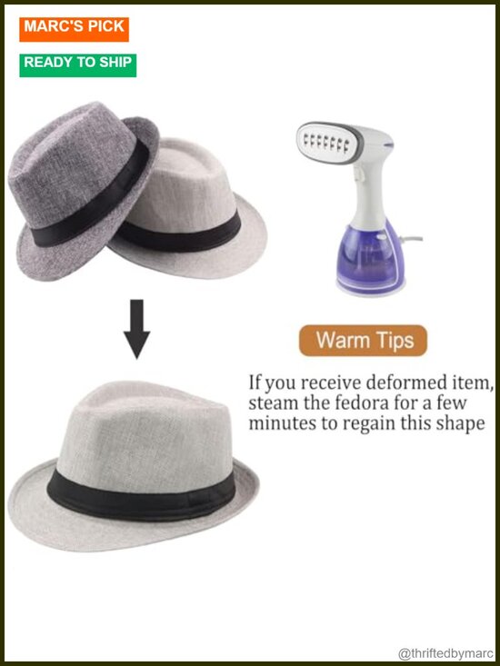 5 Pack Short Brim Fedora Classic Summer Beach Sun Hat Panama Cap main image 5